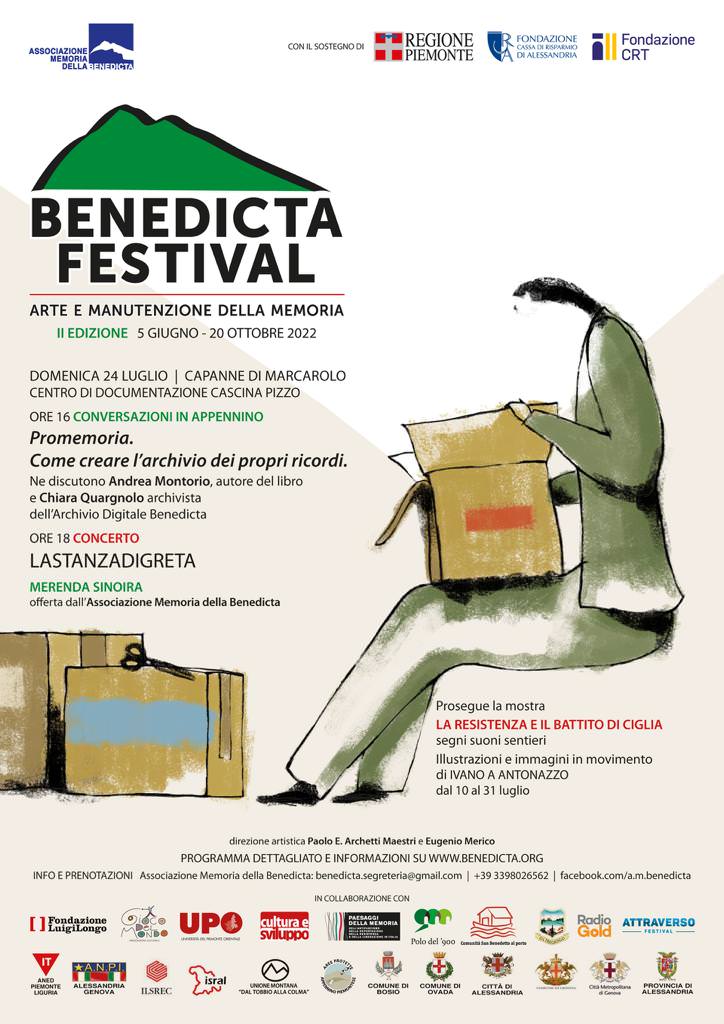 Foto 1 - Il 24 luglio al Benedicta Festival il fondatore di “Archivissima”, Andrea Montorio, e il concerto de “Lastanzadigreta”